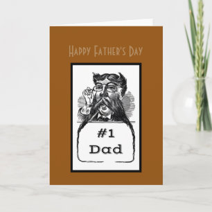 #1 Dad Vintage Drawing Happy Father's Day Card