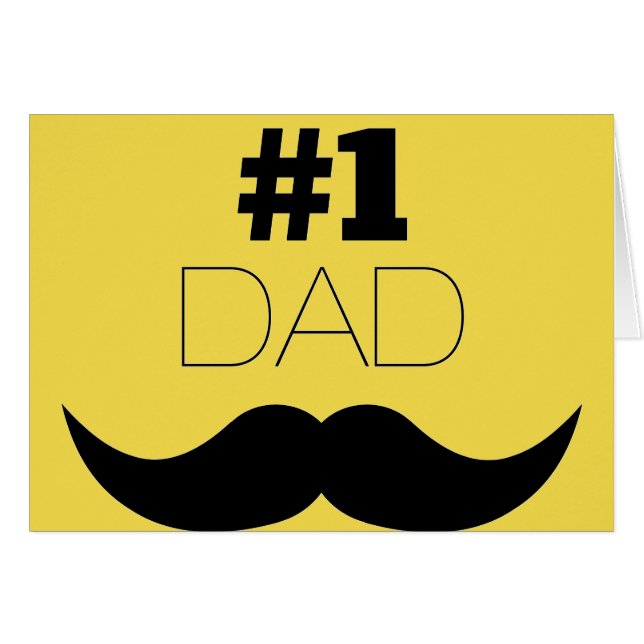#1 Dad Yellow and Black Moustache - Number One (Front Horizontal)