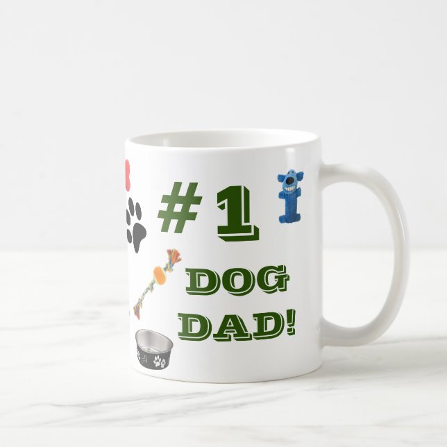 #1 Dog Dad With Dog Toy Graphics Coffee Mug (Right)