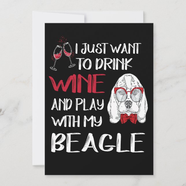 1 Drink Wine And Play With My Beagle Invitation (Front)