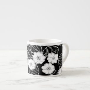 1 Espresso Mug Damask Floral Grey Black White