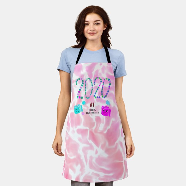 #1 Essential Quarantine Item in Pink 2 Apron (Worn)
