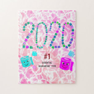 #1 Essential Quarantine Item in Pink Jigsaw Puzzle