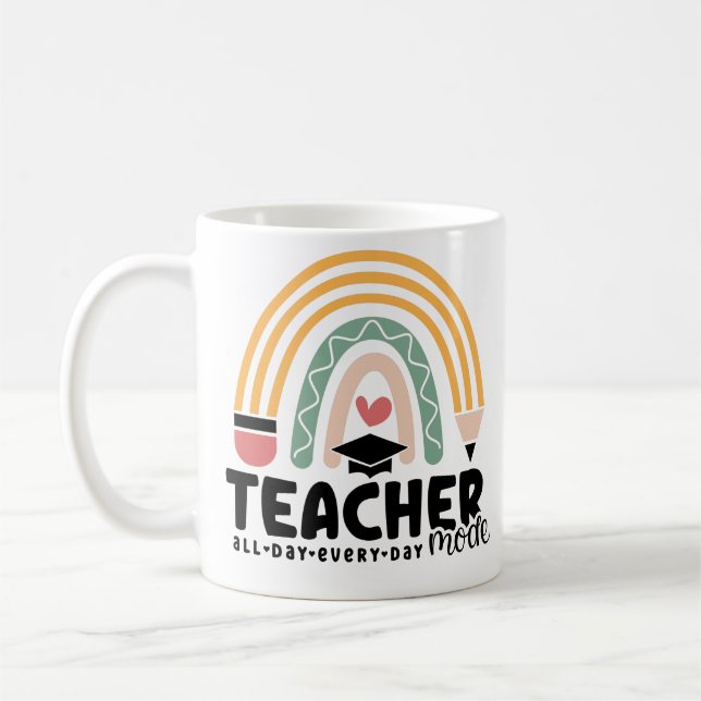 1- Funny Teacher Mode Teaching Gift for Teacher Coffee Mug (Left)