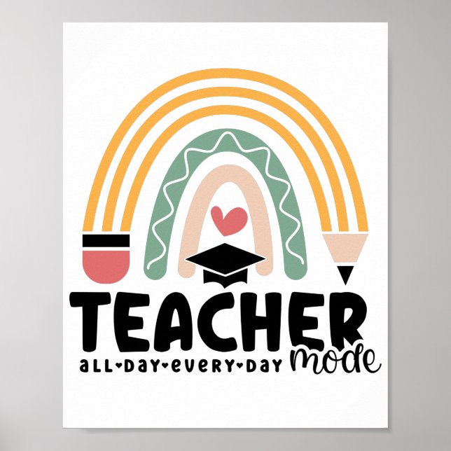 1- Funny Teacher Mode Teaching Gift for Teacher Poster (Front)