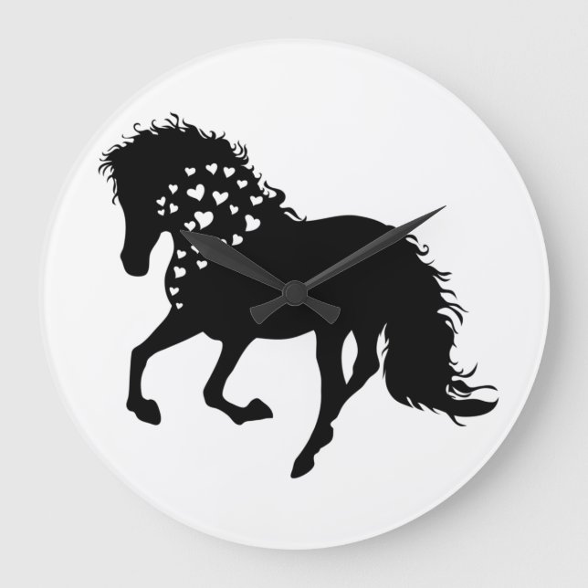 1- Horse Shirt, Horse Lover Tee, Girls Horse Large Clock (Front)