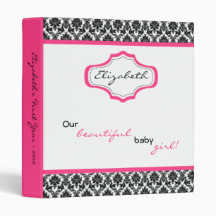 1" Hot Pink Damask Lace Print Photo Binder Scrapbo