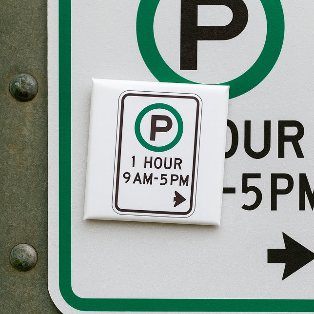 1 Hour Parking Sign For Controlled Parking Zones  2 Inch Square Button (Creator Uploaded)