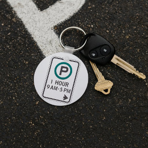 1 Hour Parking Sign For Controlled Parking Zones  Keychain