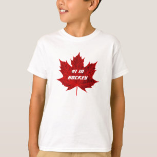 #1 in Hockey+Canadian Red Maple Leaf T-Shirt