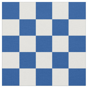 1 Inch Checks Deep Blue and White Chequerboard Fabric