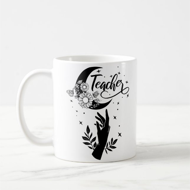 1- Inspirational Teacher Shirt, Minimalist Teacher Coffee Mug (Left)