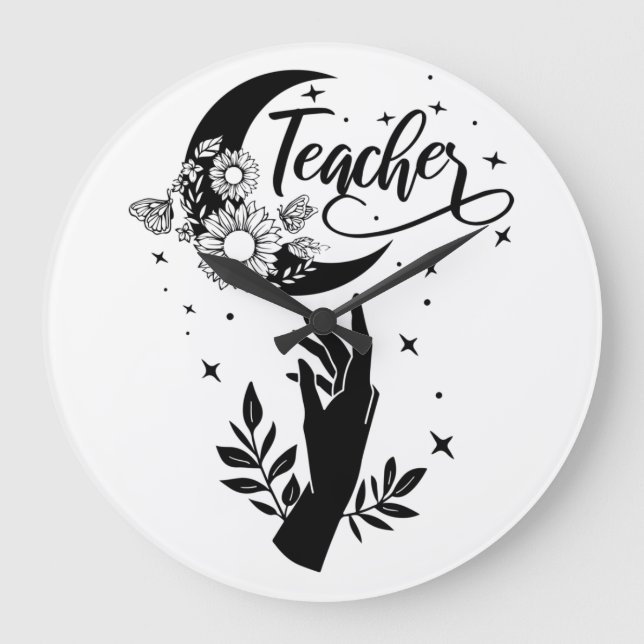 1- Inspirational Teacher Shirt, Minimalist Teacher Large Clock (Front)