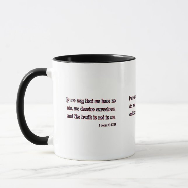 1 Jean 1:8 KJV Verse Bible Mug à deux tons (Gauche)