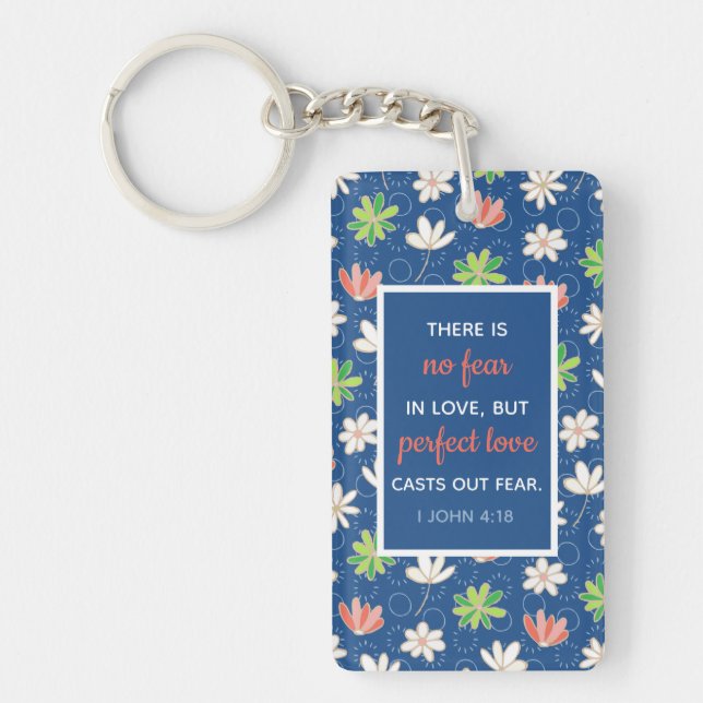 1 Jean 4:18 Bleu Ditsy Floral Personnalisé (Devant)