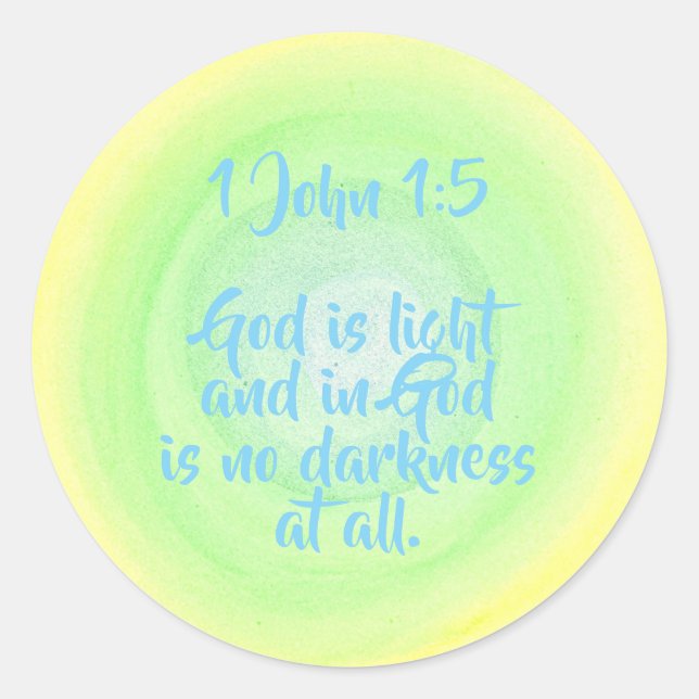 1 John 1 5, God is light, no darkness, blends Classic Round Sticker (Front)