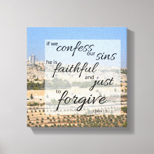 1 John 1:9 Canvas Print   He Forgives Sins
