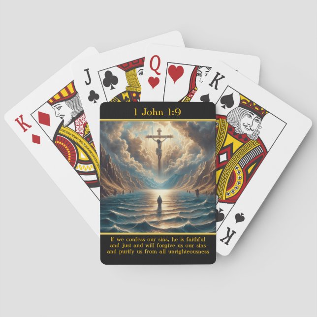 1 John 1:9 Eternal Saviour Above Waters Playing Cards (Back)