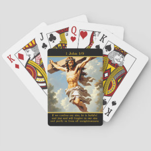 1 John 1:9 Majestic Cross Radiant Landscape Playing Cards