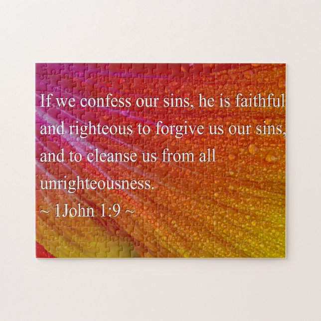 1 John 1:9 on Colourful Hibiscus Jigsaw Puzzle (Horizontal)
