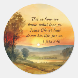 1 John 3:16 Jesus laid down his life for us Bible Classic Round Sticker