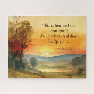 1 John 3:16 Jesus laid down his life for us Bible  Jigsaw Puzzle