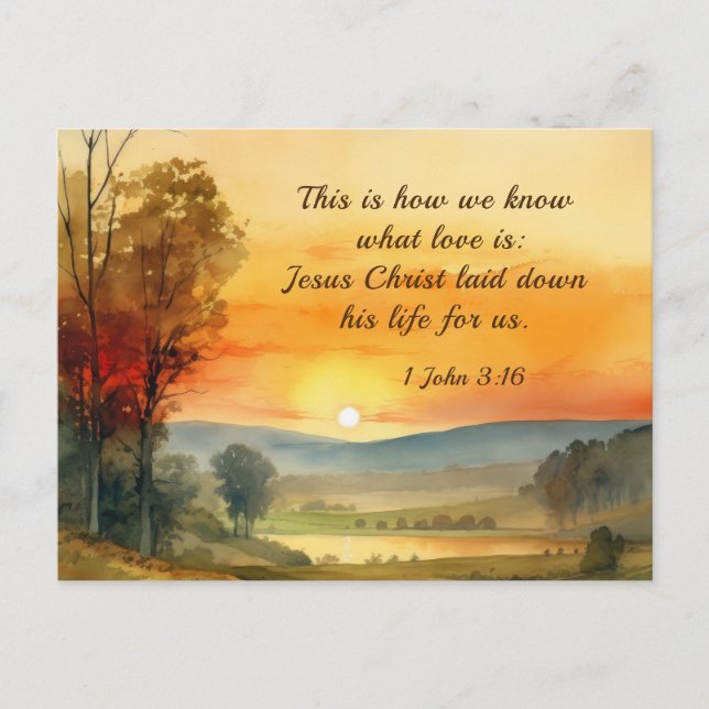 1 John 3:16 Jesus laid down his life for us Postcard (Front)