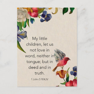 1 John 3:18 KJV Bible Verse Memory Card - Postcard