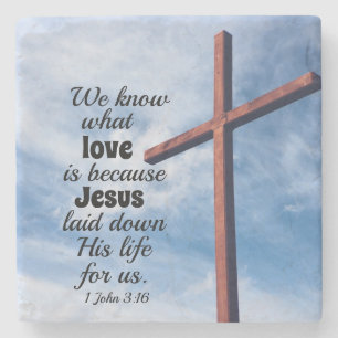 1 John 3:1 Jesus Christ laid down His life for us Stone Coaster