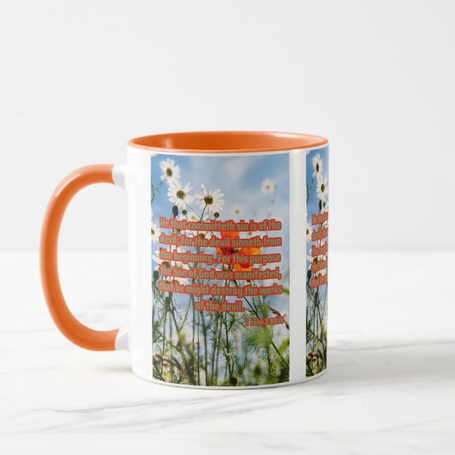 1 John 3:8 KJV Bible Scripture Pic Two-Tone Mug (Left)