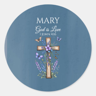 1 John 4:16 God Is Love – Personalized Christian Classic Round Sticker