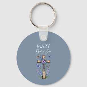 1 John 4:16 God Is Love – Personalized Christian Keychain