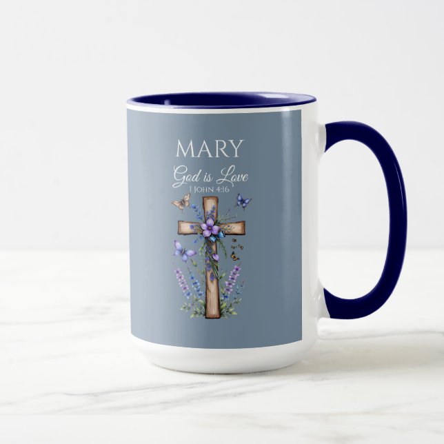 1 John 4:16 God Is Love – Personalized Christian Mug (Right)