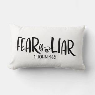 1 John 4:18 Fear Is A Liar Lumbar Pillow
