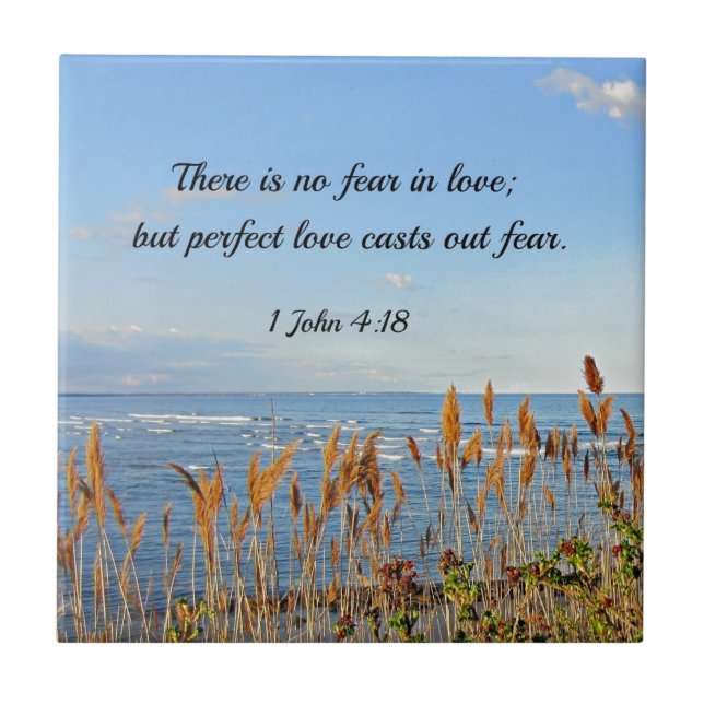 1 John 4:18 There is no fear in love; but perfect Tile (Front)