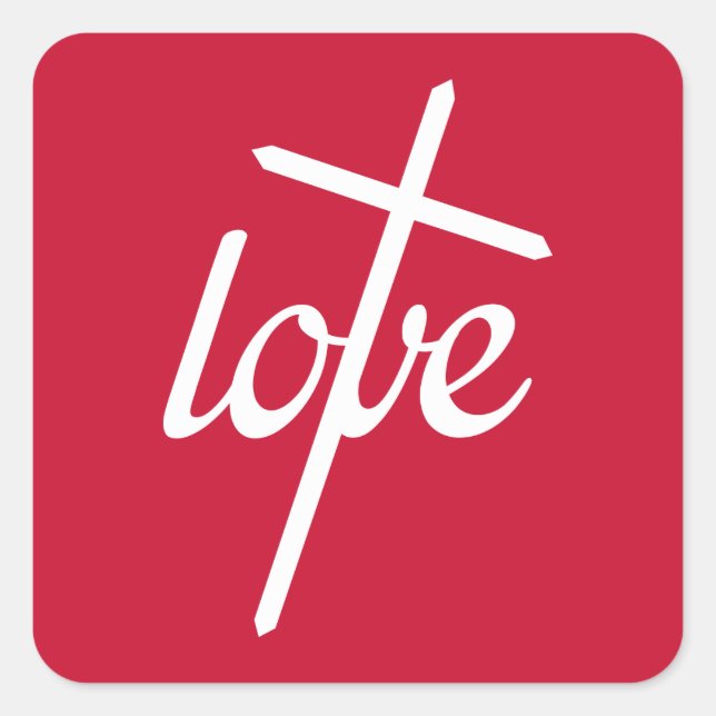 1 John 4:19 - Love Cross Square Sticker (Front)