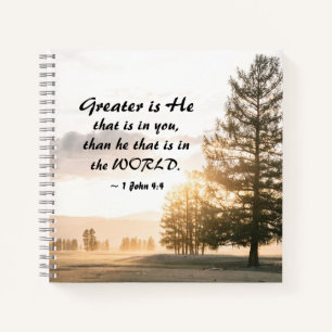 1 John 4:4 Greater is He that is in You Notebook