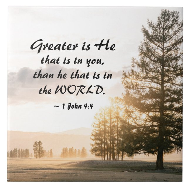1 John 4:4 Greater is He that is in You  Tile (Front)