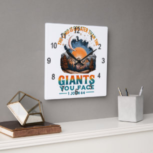 1 John 4:4  Square Wall Clock