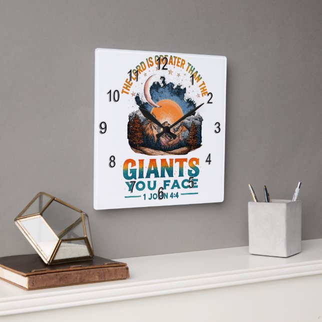 1 John 4:4  Square Wall Clock (Office)