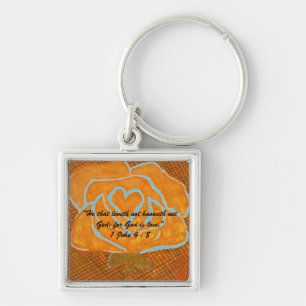 1 John 4:8 "---for God is love." Bible truths  Key Keychain