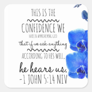 1 John 5:14 Bible Verse Square Sticker