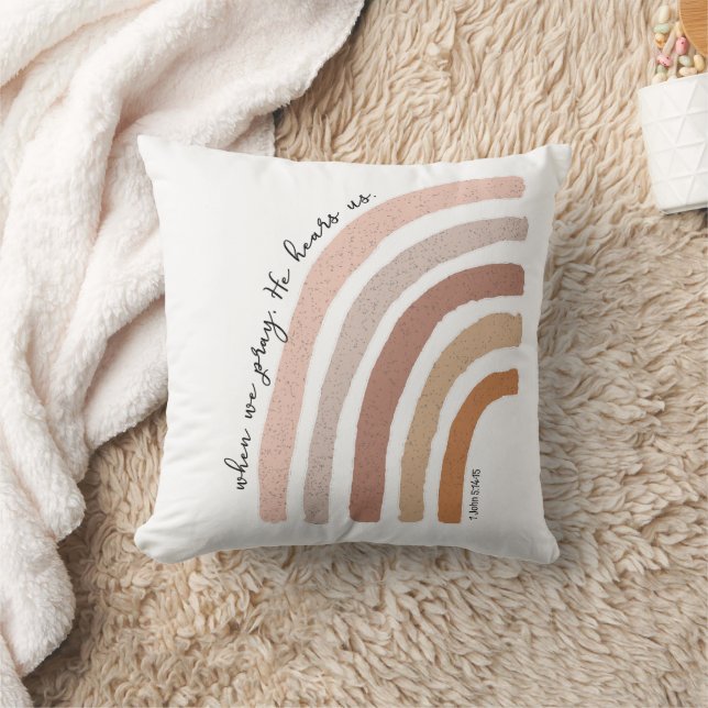 1 John 5:15 - Boho Rainbow Throw Pillow (Blanket)