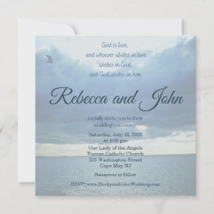 1 John Vintage Ocean Photo Wedding Invitation