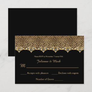 #1 Leopard Print Gold Diamonds RSVP Invitation