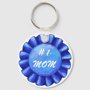 #1 Mom Blue Keychain