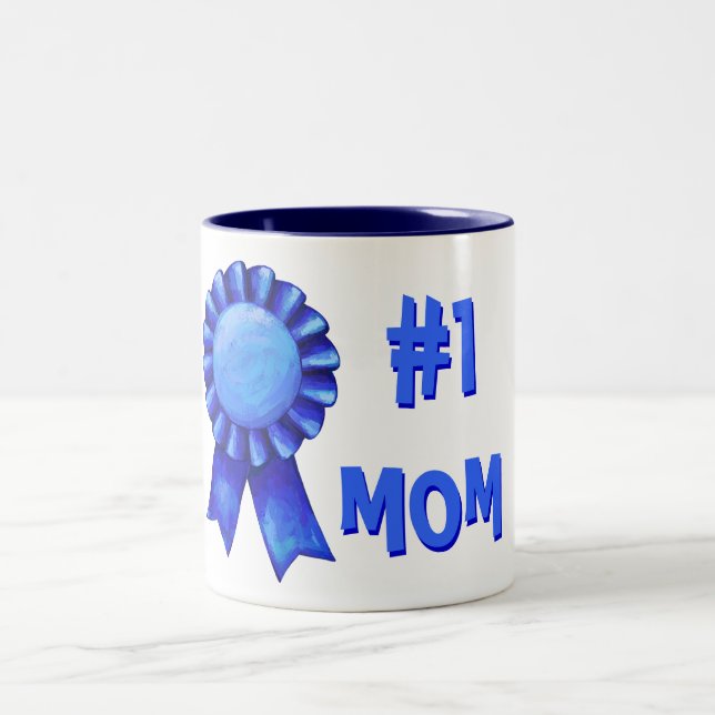 #1 Mom Blue Ribbon Mug (Center)