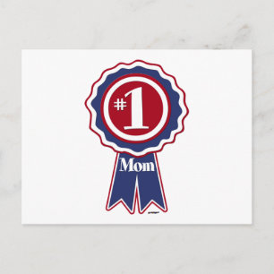 #1 Mom Blue Ribbon Postcard