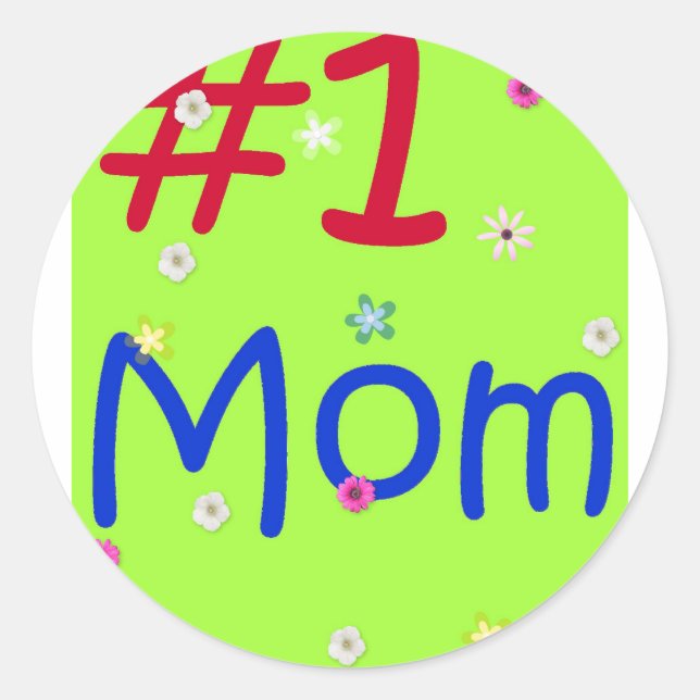 #1 Mom Classic Round Sticker (Front)