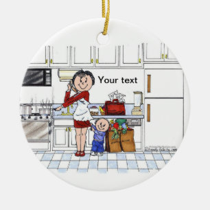 #1 Mom - Friendly Folks Ceramic Ornament